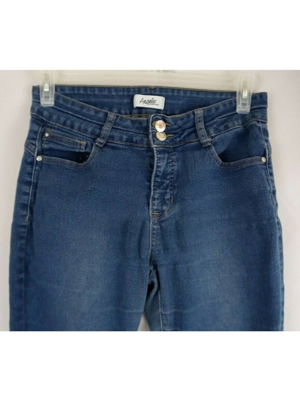 Angels Straight Leg Distressed Dark Wash Mid Rise Jeans Size W28 L 26 - Picture 4 of 9